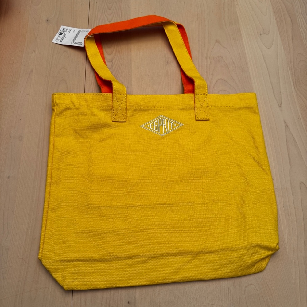 ESPRIT Vintage Throw-back 90's Yellow Orange Embroidered Canvas Tote Authentic